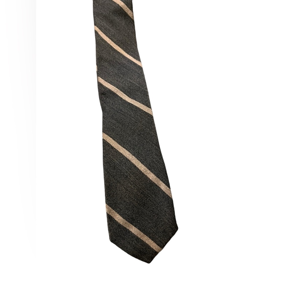 J.Crew Men's Handmade Silk Wool Tie Diagonal Stripe Gray Cream NWT